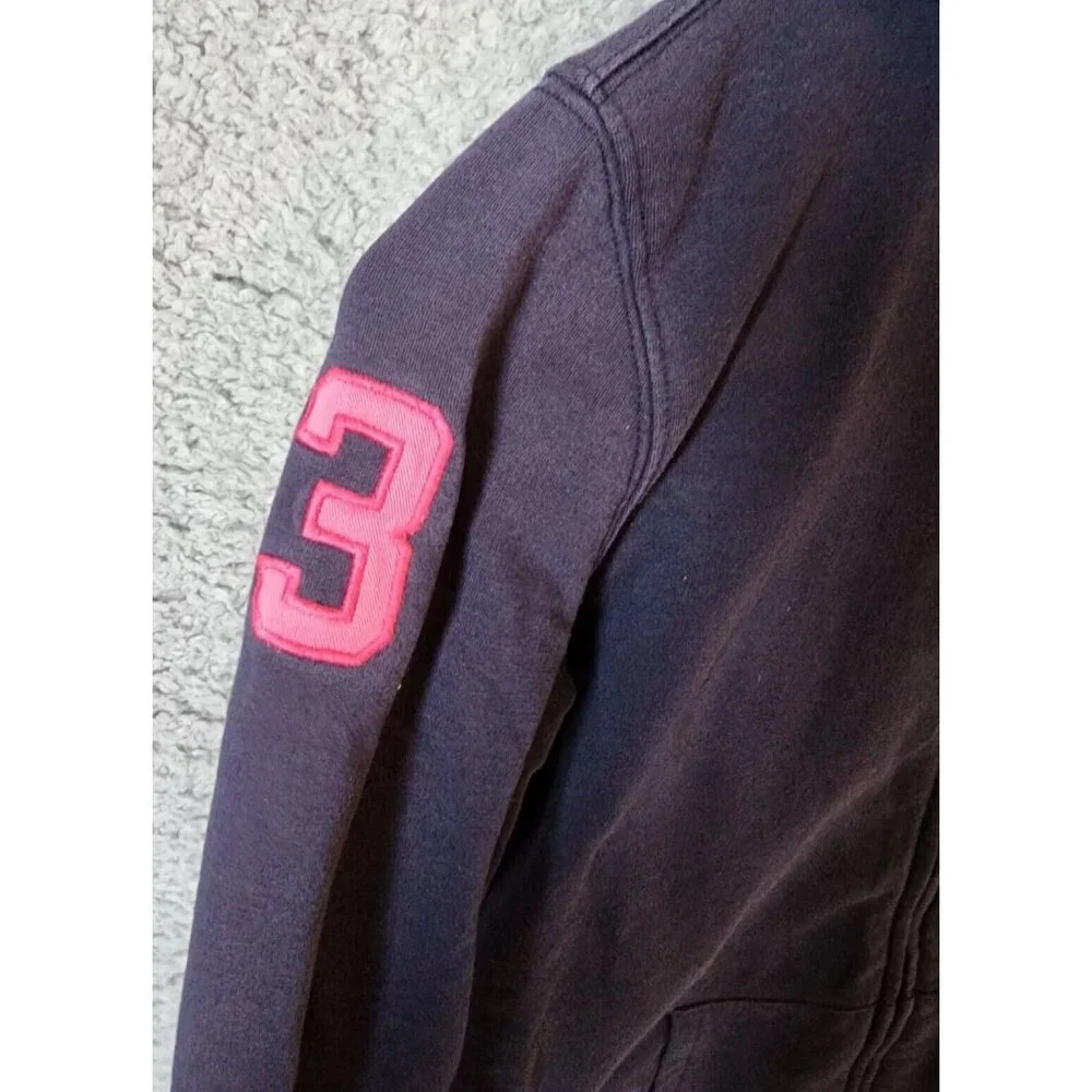 Ralph Lauren Girls Full Zip Hoodie Embroidered Big Pony‎ Logo Blue/Pink Size XL